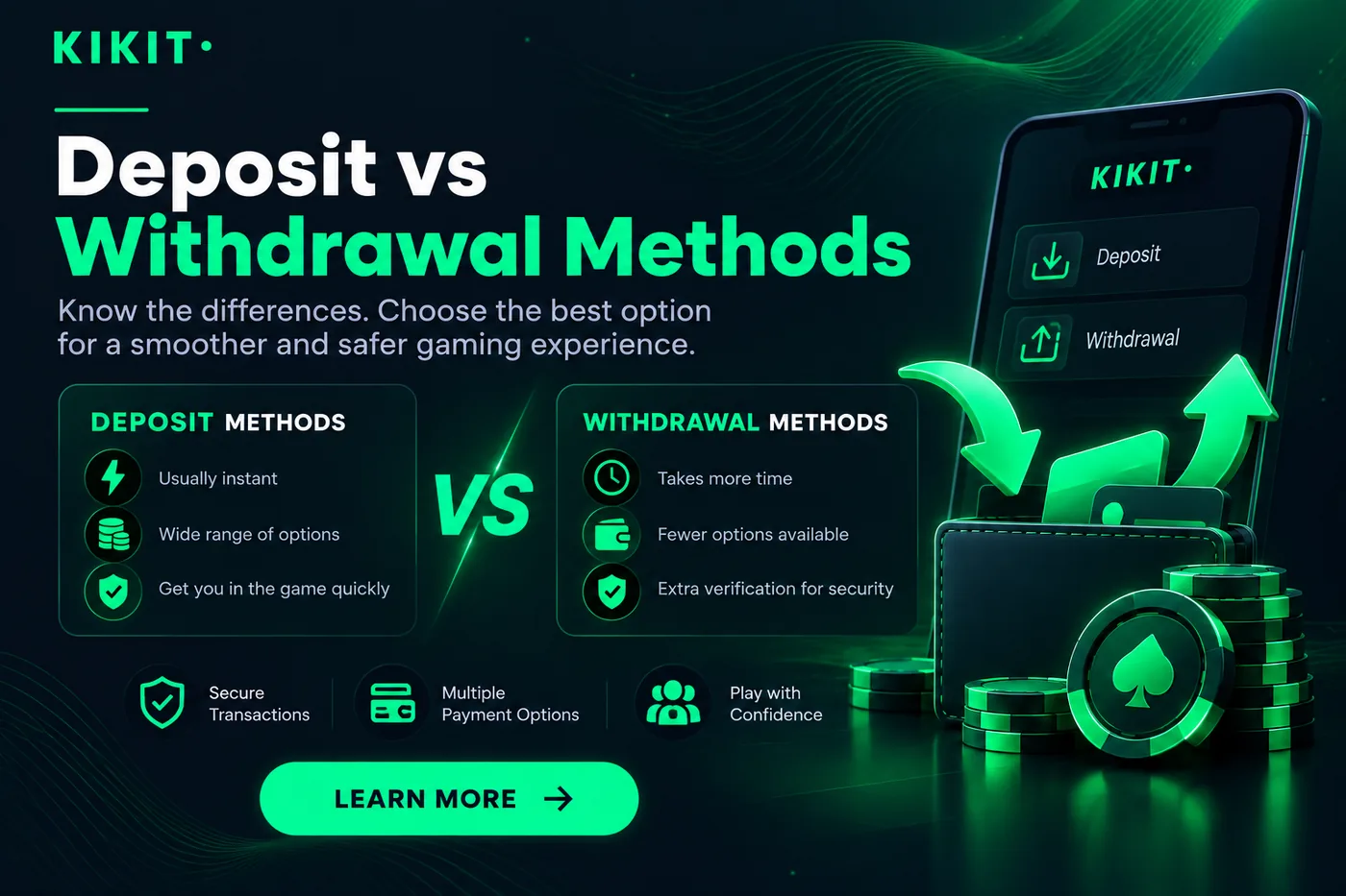 Deposit vs withdrawal methods compared